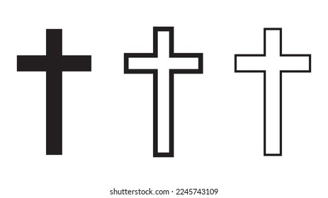 Christian cross icon collection on White Background. Vector illustration