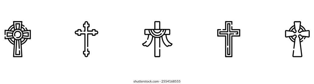 Christian cross icon collection. Religion illustration sign collection. church symbol. Jesus logo. Vector Illustration. EPS 10