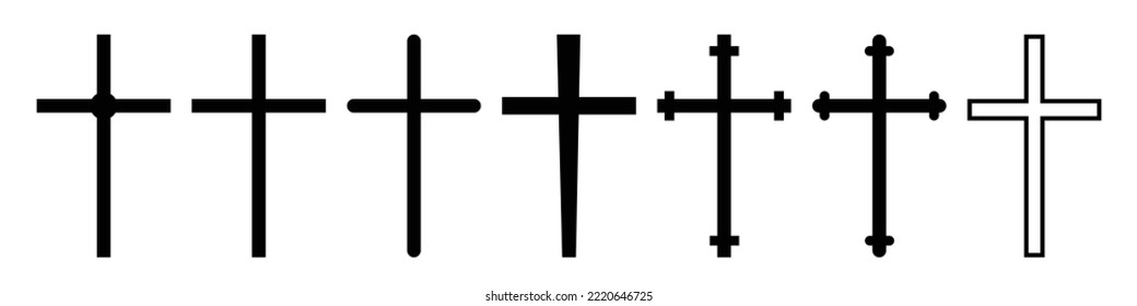 Christian cross icon collection. Religious sign set vector design.