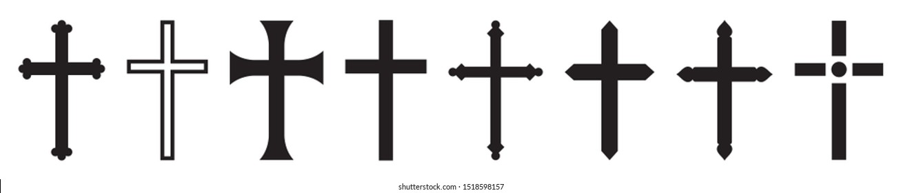 Christian cross icon collection. Vector illustration