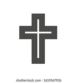 Christian cross icon, composed of outlines