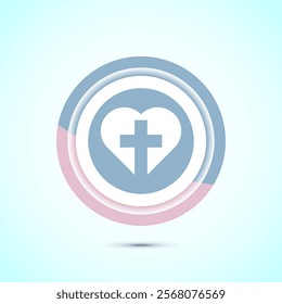 Christian cross icon design illustration, Religion sign. Holy cross logo symbol, Pastel color button design