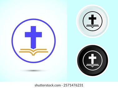 Christian cross icon design illustration, Religion sign. Holy cross logo symbol