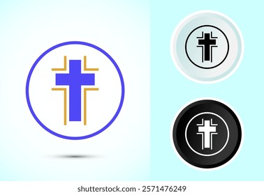 Christian cross icon design illustration, Religion sign. Holy cross logo symbol