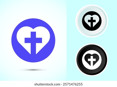 Christian cross icon design illustration, Religion sign. Holy cross logo symbol