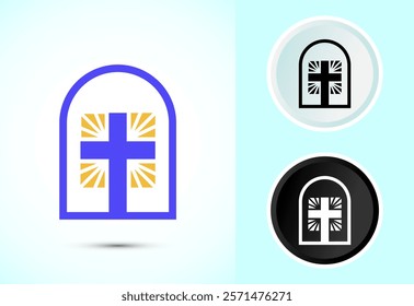 Christian cross icon design illustration, Religion sign. Holy cross logo symbol