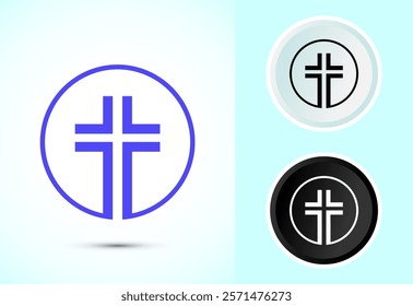 Christian cross icon design illustration, Religion sign. Holy cross logo symbol