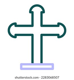 Christian cross icon duocolor green purple colour easter illustration vector element and symbol perfect. Icon sign from modern collection for web.