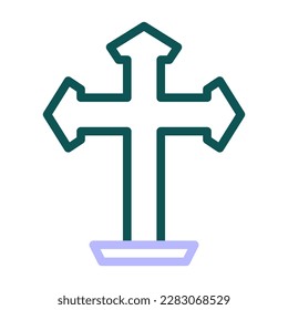 Christian cross icon duocolor green purple colour easter illustration vector element and symbol perfect. Icon sign from modern collection for web.