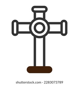 Christian cross icon duotone grey brown colour easter illustration vector element and symbol perfect. Icon sign from modern collection for web.
