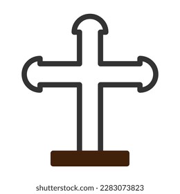 Christian cross icon duotone grey brown colour easter illustration vector element and symbol perfect. Icon sign from modern collection for web.
