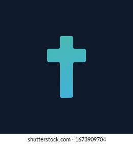 Christian cross icon in flat design. Vector illustration. Abstract christian cross. Stock Vector illustration isolated on blue background.