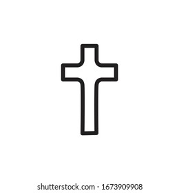Christian cross icon in flat design. Vector illustration. Abstract linear christian cross. Stock Vector illustration isolated on white background.