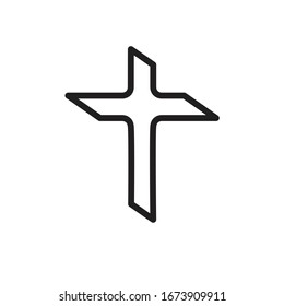 Icono de cruz cristiana en diseño plano. Ilustración vectorial. Cruz cristiana lineal abstracta. Ilustración vectorial de material aislada en fondo blanco.