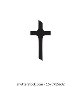 Christian cross icon in flat design. Vector illustration. Abstract christian cross. Stock Vector illustration isolated on white