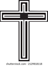 Christian cross icon in flat design. Vector illustration. Abstract Christian cross