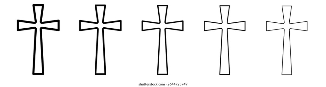 Christian Cross icon flat illustration set logo