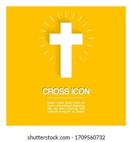 Icono de cruz cristiana con sombra plana con espacio para texto o publicidad.