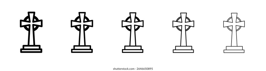 Christian Cross icon flat simple outline logo