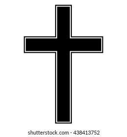 Christian cross icon , isolated cross symbol , black and white vector illustration