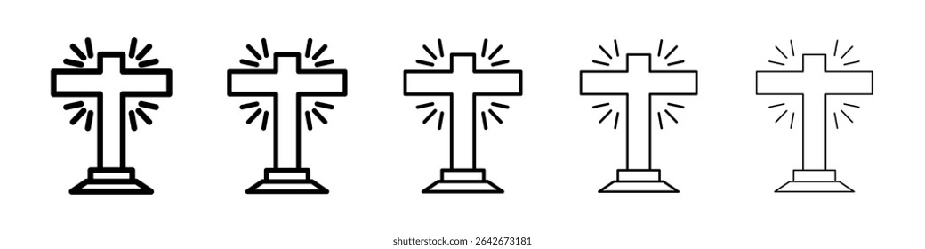 Christian Cross icon isolated vector on white background set