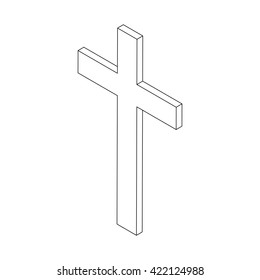 Christian Cross icon, isometric 3d