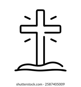 Christian cross icon. Linear cross icon isolated on white background. Church symbol. Vector illustration