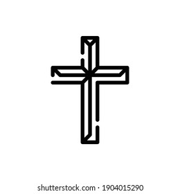 Christian Cross Icon Logo Illustration Vector Isolated. Christ and Easter Icon-Set. Suitable for Web Design, Logo, App, and UI. Editable Stroke and Pixel Perfect. EPS 10.