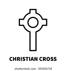 Christian cross  icon or logo in modern line style. High quality black outline pictogram for web site design and mobile apps. Vector illustration on a white background.