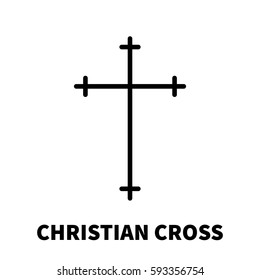 Christian cross  icon or logo in modern line style. High quality black outline pictogram for web site design and mobile apps. Vector illustration on a white background.