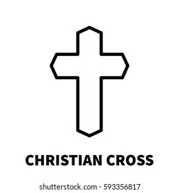 Christian cross  icon or logo in modern line style. High quality black outline pictogram for web site design and mobile apps. Vector illustration on a white background.