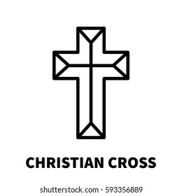 Christian cross  icon or logo in modern line style. High quality black outline pictogram for web site design and mobile apps. Vector illustration on a white background.