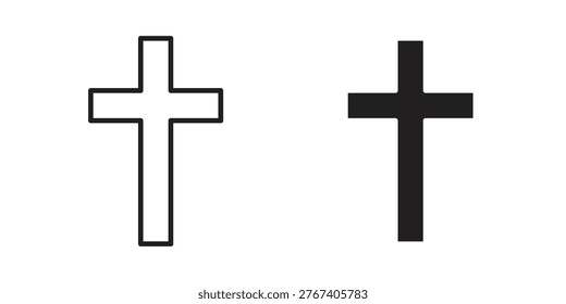 Christian cross icon for mobile application, button and website design.