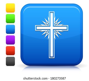 Christian Cross Icon on Square Internet Button Collection