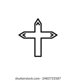 Christian Cross icon outline collection in black