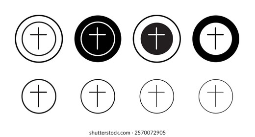 Christian Cross icon Outline vector for web ui