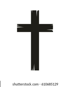 christian cross icon over white background. vector illustration