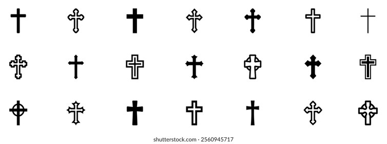 Christian cross icon set. Christian cross icon collection. Vector illustration. EPS 10