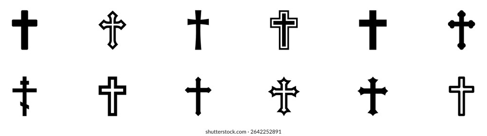 Christian cross icon set. Christian cross icon collection. Vector illustration. EPS 10