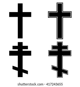 Christian cross icon set religion catholic orthodox