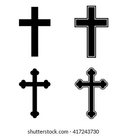 Christian cross icon set religion catholic