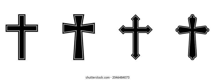 Christian cross icon set, Christian cross vector set sign symbol