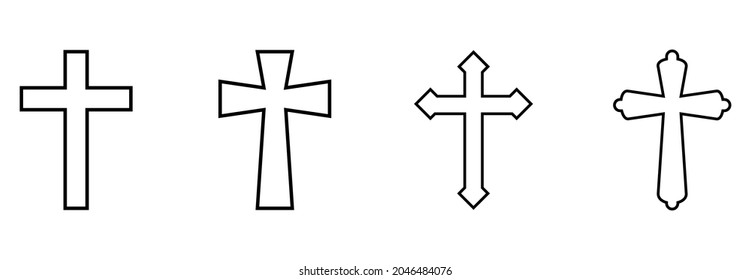 Christian cross icon set, Christian cross vector set sign symbol