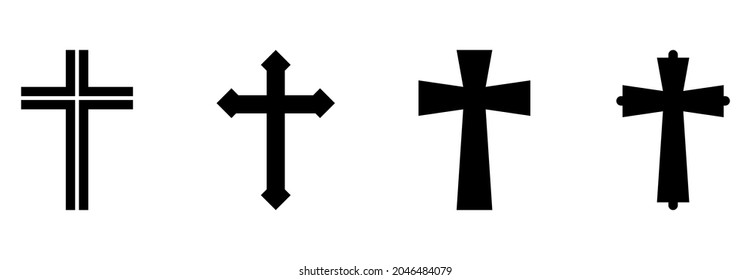 Christian cross icon set, Christian cross vector set sign symbol