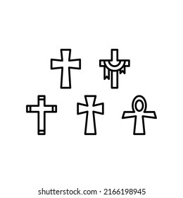 Christian Cross Icon Set Vector Symbol Stock Vector Royalty Free Shutterstock