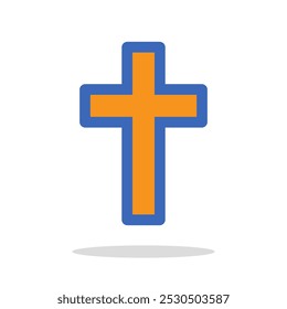 Christian cross icon. Simple colored icon of a christian cross symbolizing faith and religious beliefs. Vector illustration