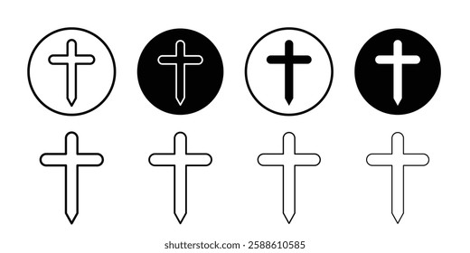 Christian Cross icon Simple outline vector logo