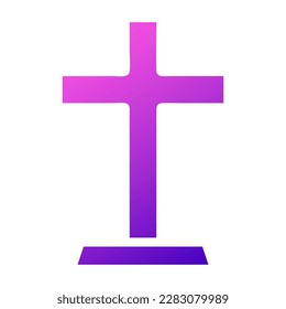 Christian cross icon solid gradient purple pink colour easter illustration vector element and symbol perfect. Icon sign from modern collection for web.