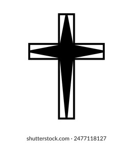 Christian cross icon, symbol shape design, sacred emblem
