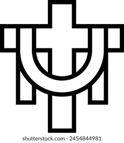christian cross icon. Thin linear style design isolated on white background